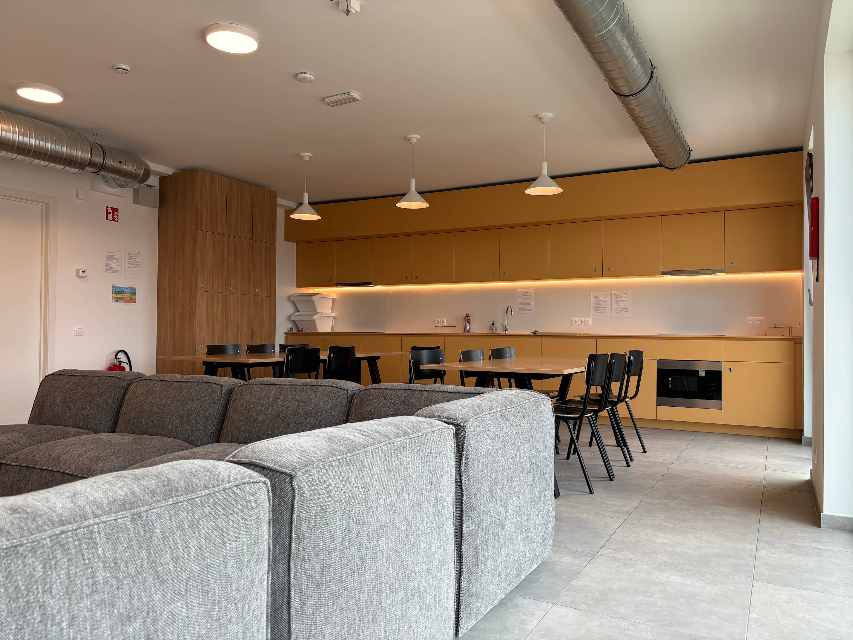 Shared student kitchen and dining space at CityCampus
